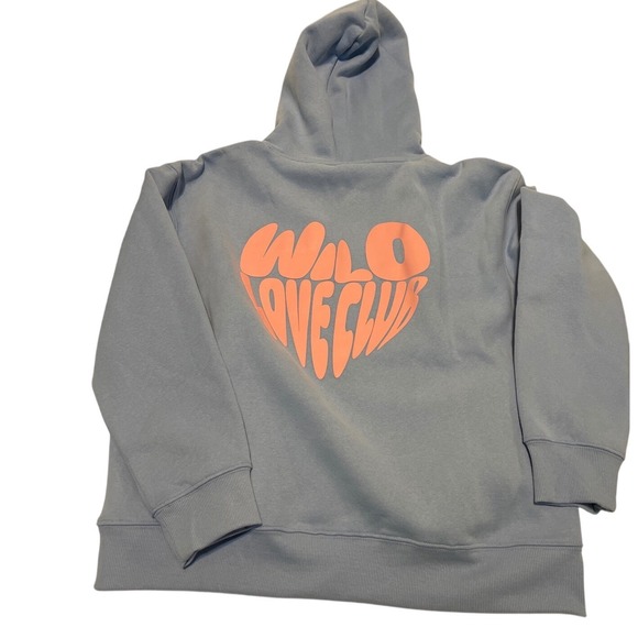 Wilo The Label Club Wilo Hoodie Blue Peach Heart Graphic Sweatshirt Womens Small - Picture 6 of 7